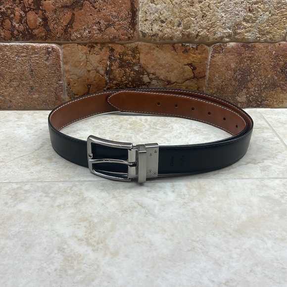 Steve Madden Belt Reversible Brown Black Silver Tone Buckle Size 34/36 - Picture 3 of 11